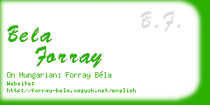 bela forray business card